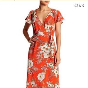 Superfoxx- Orange Floral Wrap Maxi Dress - Women's Summer Dress